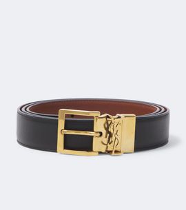 Saint Laurent Saint Laurent Cassandre reversible leather belt
