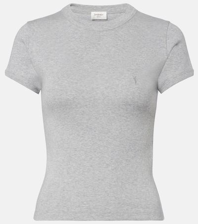 Saint Laurent Saint Laurent Cassandre ribbed-knit cotton T-shirt