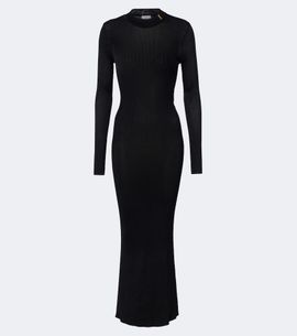 Saint Laurent Saint Laurent Cassandre ribbed-knit silk maxi dress
