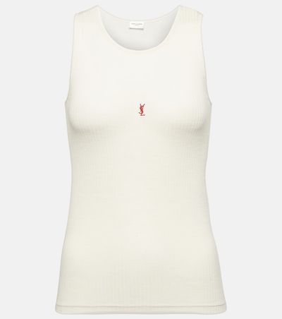 Saint Laurent Saint Laurent Cassandre ribbed-knit wool tank top