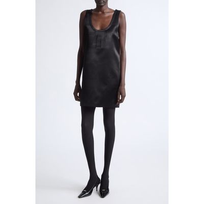 Saint Laurent Saint Laurent Cassandre Satin Shift Dress