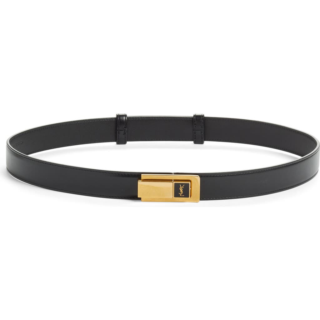 Saint Laurent Saint Laurent Charniere Logo Buckle Leather Belt