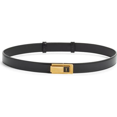 Saint Laurent Saint Laurent Charniere Logo Buckle Leather Belt