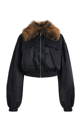Saint Laurent Saint Laurent Convertible Shearling Collar Jacket