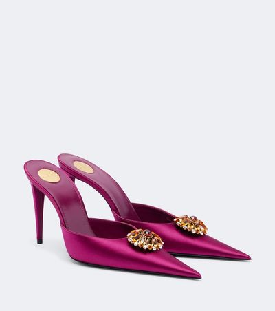 Saint Laurent Saint Laurent Cosmo embellished satin mules