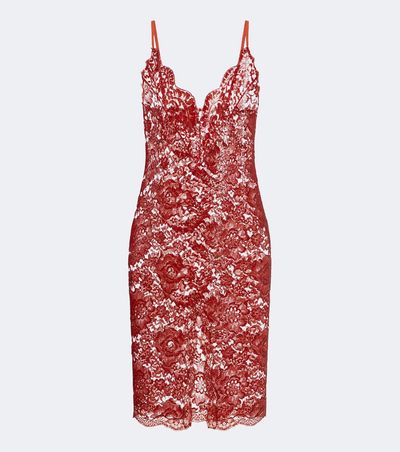 Saint Laurent Saint Laurent Cotton-blend lace slip dress