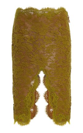 Saint Laurent Saint Laurent CottonBlend Lace KneeLength Skirt