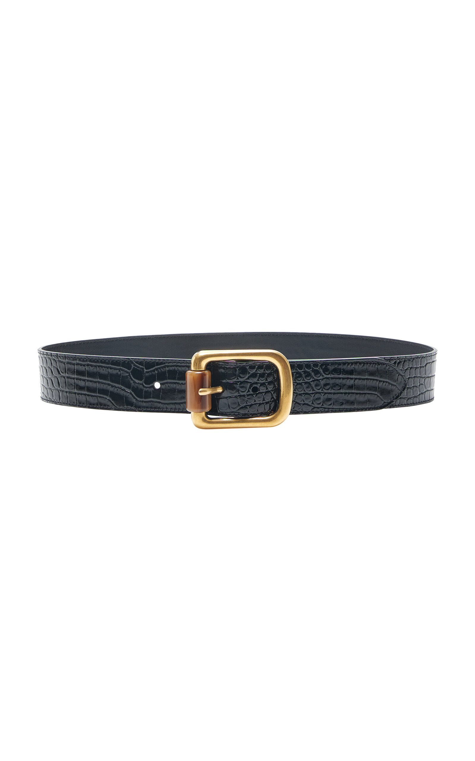 Saint Laurent Saint Laurent CrocodileEmbossed Leather Belt