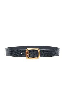 Saint Laurent Saint Laurent CrocodileEmbossed Leather Belt