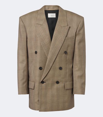 Saint Laurent Saint Laurent Double-breasted Prince of Wales wool blazer