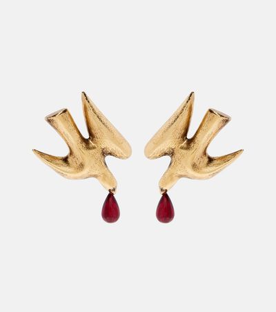 Saint Laurent Saint Laurent Dove embellished drop earrings