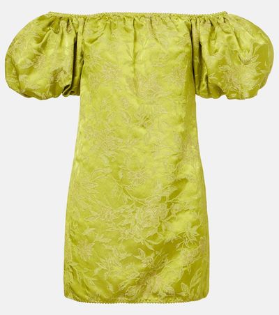 Saint Laurent Saint Laurent Embroidered duchess satin minidress