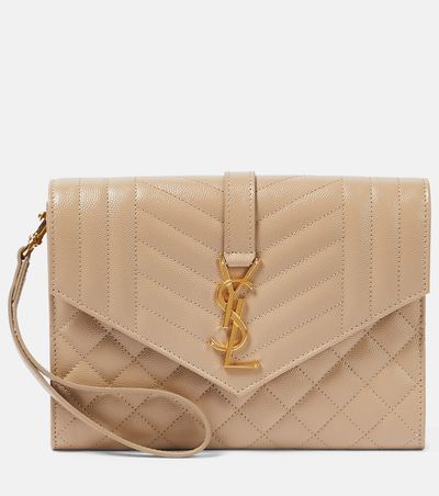 Saint Laurent Saint Laurent Envelope matelassé leather clutch