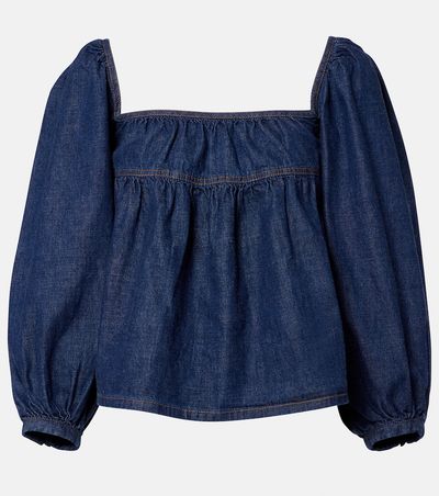 Saint Laurent Saint Laurent Gathered denim blouse