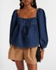 Saint Laurent Saint Laurent Gathered denim blouse - 5