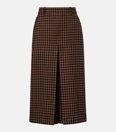 Saint Laurent Saint Laurent Gingham mid-rise wool culottes