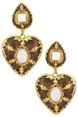 Saint Laurent Saint Laurent Harlequin Cabochons Heart Drop Earrings