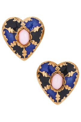 Saint Laurent Saint Laurent Harlequin Cabochons Heart Earrings