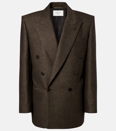 Saint Laurent Saint Laurent Herringbone double-breasted wool blazer