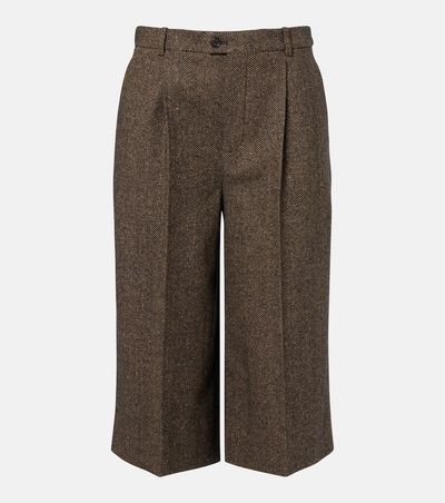 Saint Laurent Saint Laurent Herringbone wool-blend Bermuda shorts