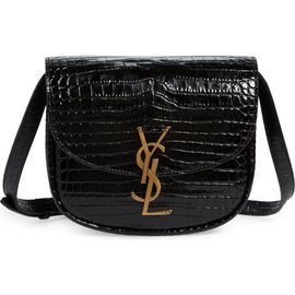 Saint Laurent Saint Laurent Kaia Croc Embossed Leather Crossbody Bag