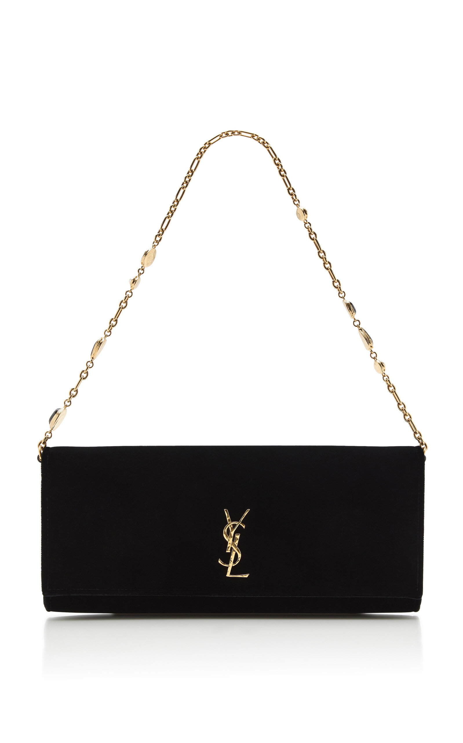 Saint Laurent Saint Laurent Kate Chain Velour Clutch