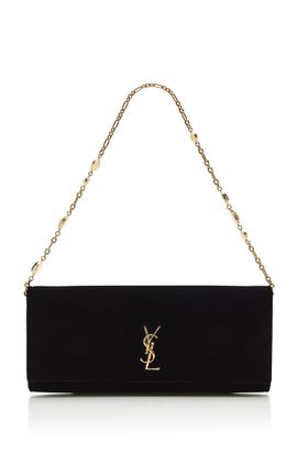 Saint Laurent Saint Laurent Kate Chain Velour Clutch