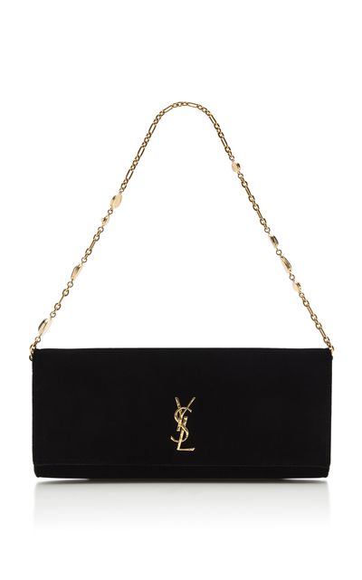 Saint Laurent Saint Laurent Kate Chain Velour Clutch