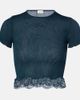 Saint Laurent Saint Laurent Lace-trimmed cropped silk T-shirt - 1