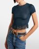 Saint Laurent Saint Laurent Lace-trimmed cropped silk T-shirt - 5