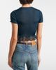 Saint Laurent Saint Laurent Lace-trimmed cropped silk T-shirt - 7