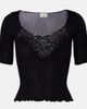 Saint Laurent Saint Laurent Lace-trimmed ribbed-knit silk top - 1