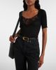 Saint Laurent Saint Laurent Lace-trimmed ribbed-knit silk top - 2