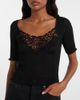 Saint Laurent Saint Laurent Lace-trimmed ribbed-knit silk top - 4