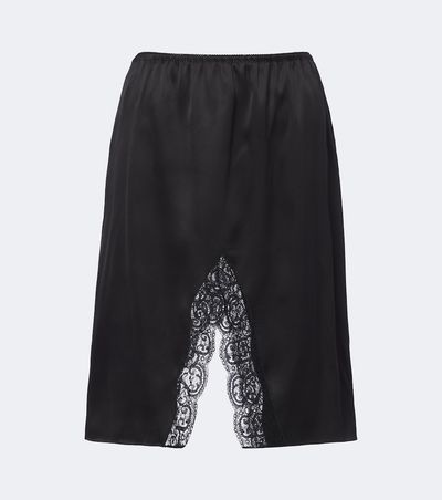Saint Laurent Saint Laurent Lace-trimmed silk satin slip skirt