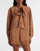 Saint Laurent Saint Laurent Lace-trimmed tie-neck romper - 5