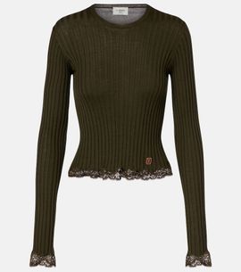 Saint Laurent Saint Laurent Lace-trimmed wool, cashmere, and silk top