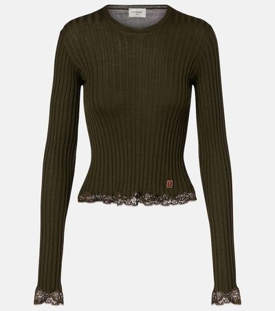 Saint Laurent Saint Laurent Lace-trimmed wool, cashmere, and silk top