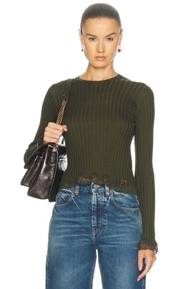 Saint Laurent Saint Laurent Lace Trimmed Sweater
