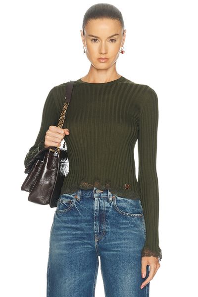 Saint Laurent Saint Laurent Lace Trimmed Sweater
