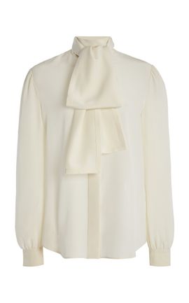 Saint Laurent Saint Laurent Lavaliere Bow Silk Top