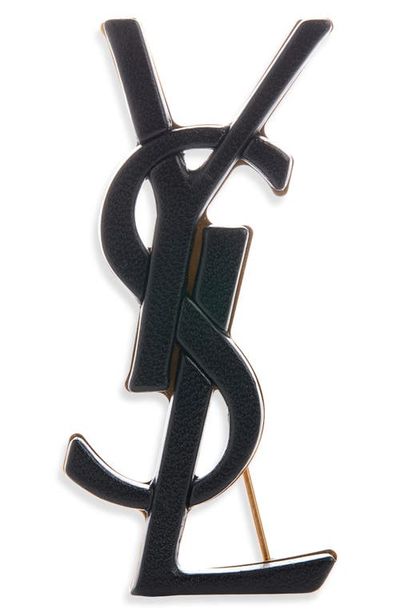 Saint Laurent Saint Laurent Leather Covered Cassandre Brooch