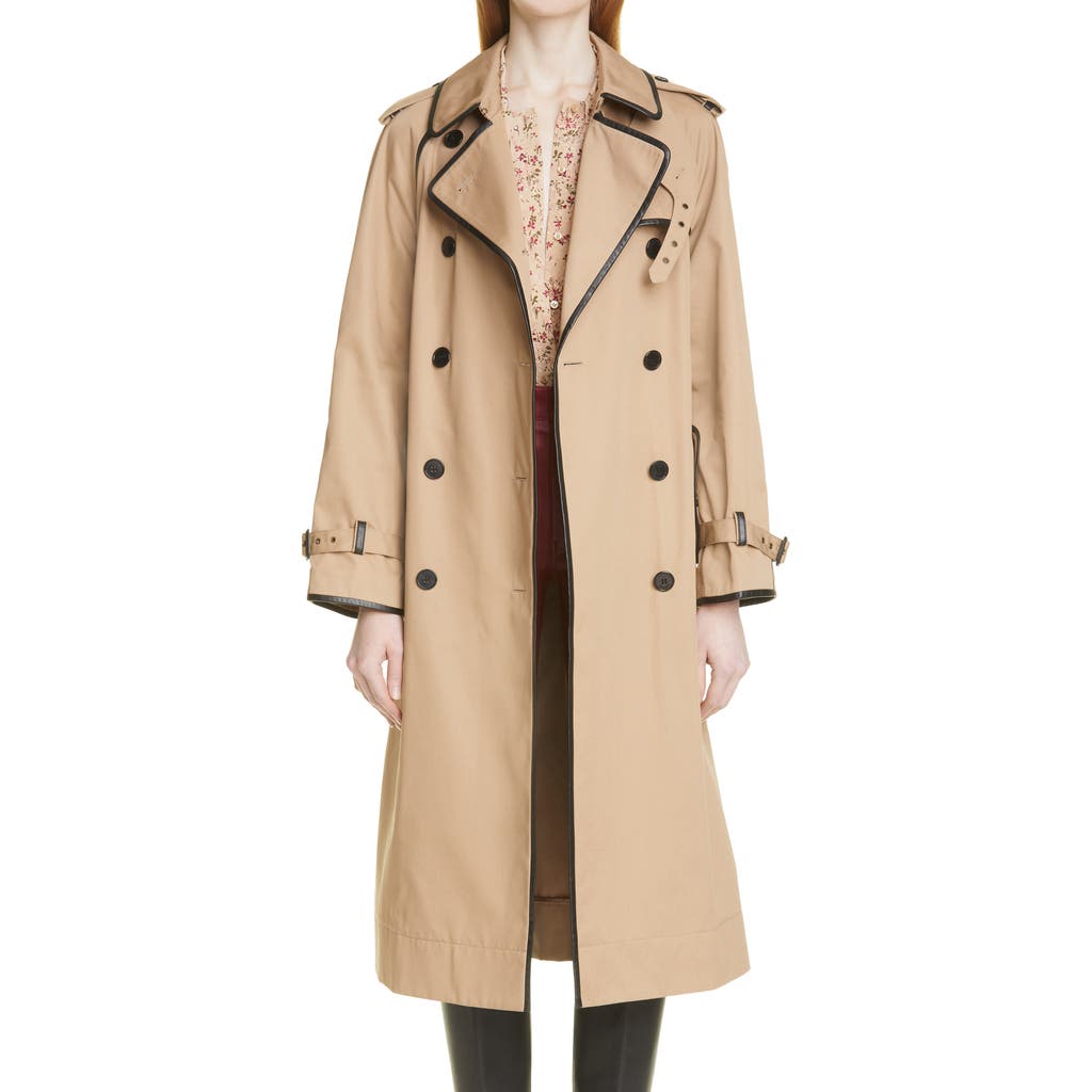 Saint Laurent Saint Laurent Leather Trimmed Gabardine Trench Coat