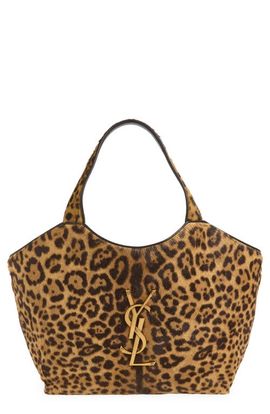 Saint Laurent Saint Laurent Medium Icare Leopard Print Genuine Calf Hair Shopping Tote