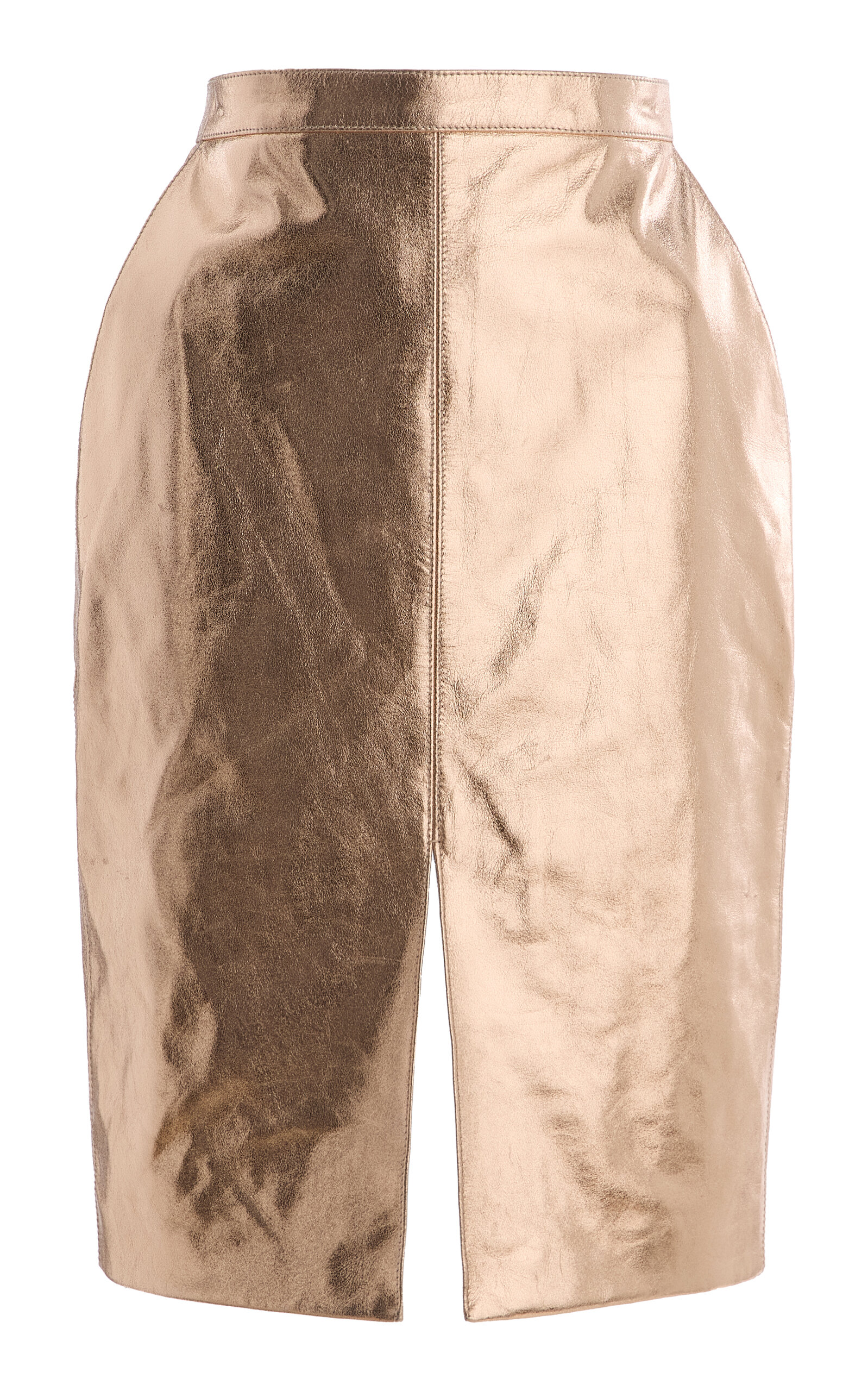 Saint Laurent Saint Laurent Metallic Leather Midi Skirt