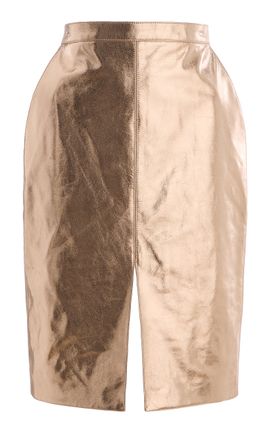 Saint Laurent Saint Laurent Metallic Leather Midi Skirt