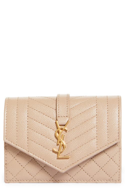 Saint Laurent Saint Laurent Monogram Pebbled Leather Envelope Card Case