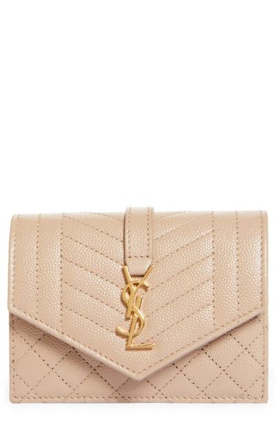 Saint Laurent Saint Laurent Monogram Pebbled Leather Envelope Card Case