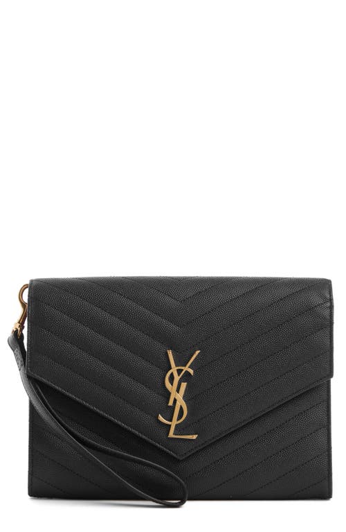 Saint Laurent Saint Laurent Monogram Quilted Leather Clutch