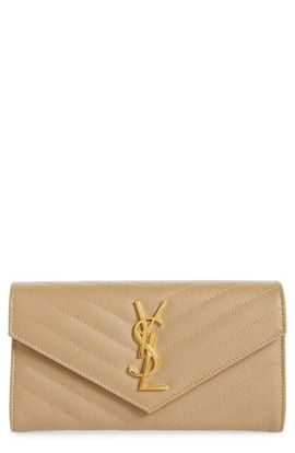 Saint Laurent Saint Laurent Monogramme Logo Leather Flap Wallet